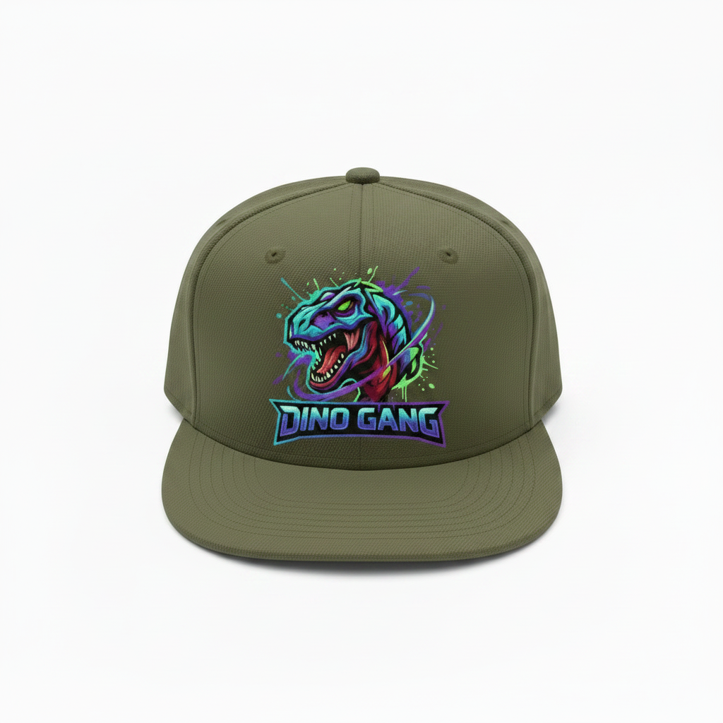 Dino Gang Olive Green Snapback Hat
