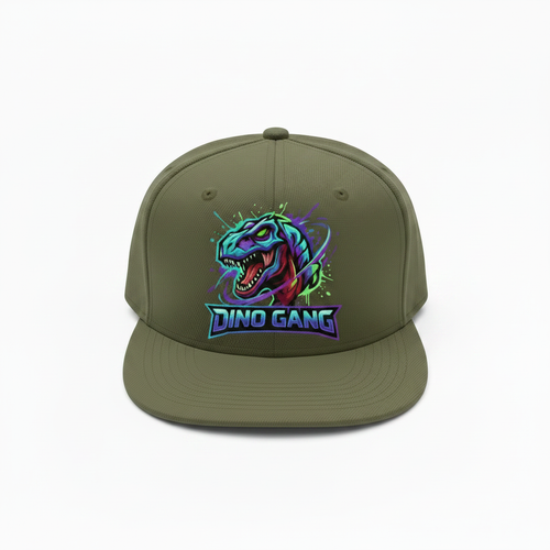Dino Gang Olive Green Snapback Hat
